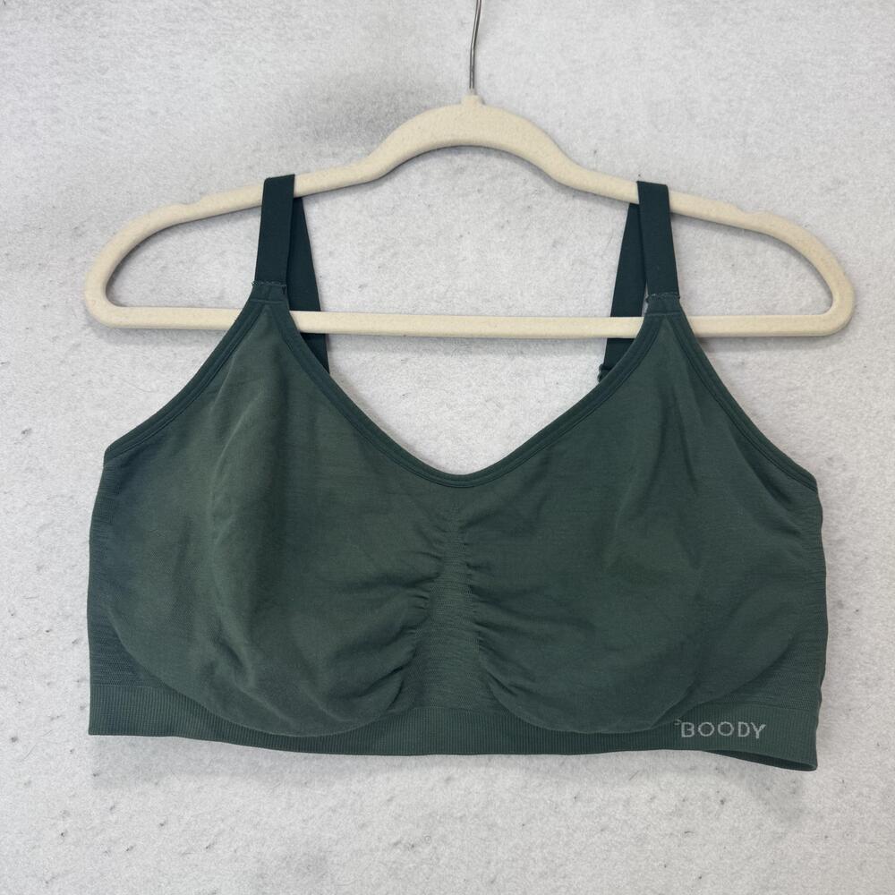 Boody Bralette Womens 2XL Green Wireless Seamless Knit Adjustable Strap Soft